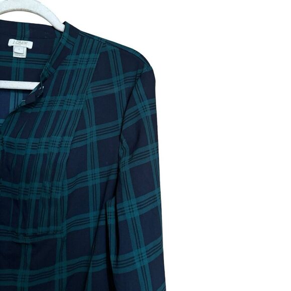 J Crew Top Womens Large Multicolor Stripe Plaid Long Sleeve Blouse Button Up - Picture 3 of 8